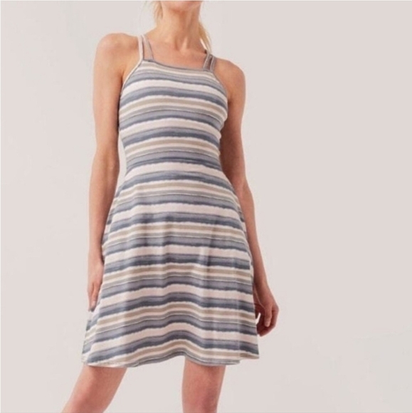 Pact Fit & Flare Strappy Striped Organic Dress Size XL - Picture 3 of 14
